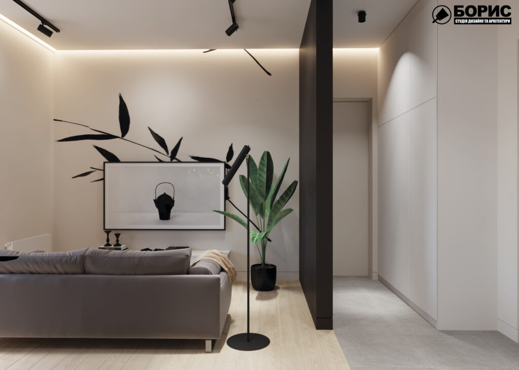 Дизайн-проект квартиры по ул. Семинарской, прихожая вид по центру