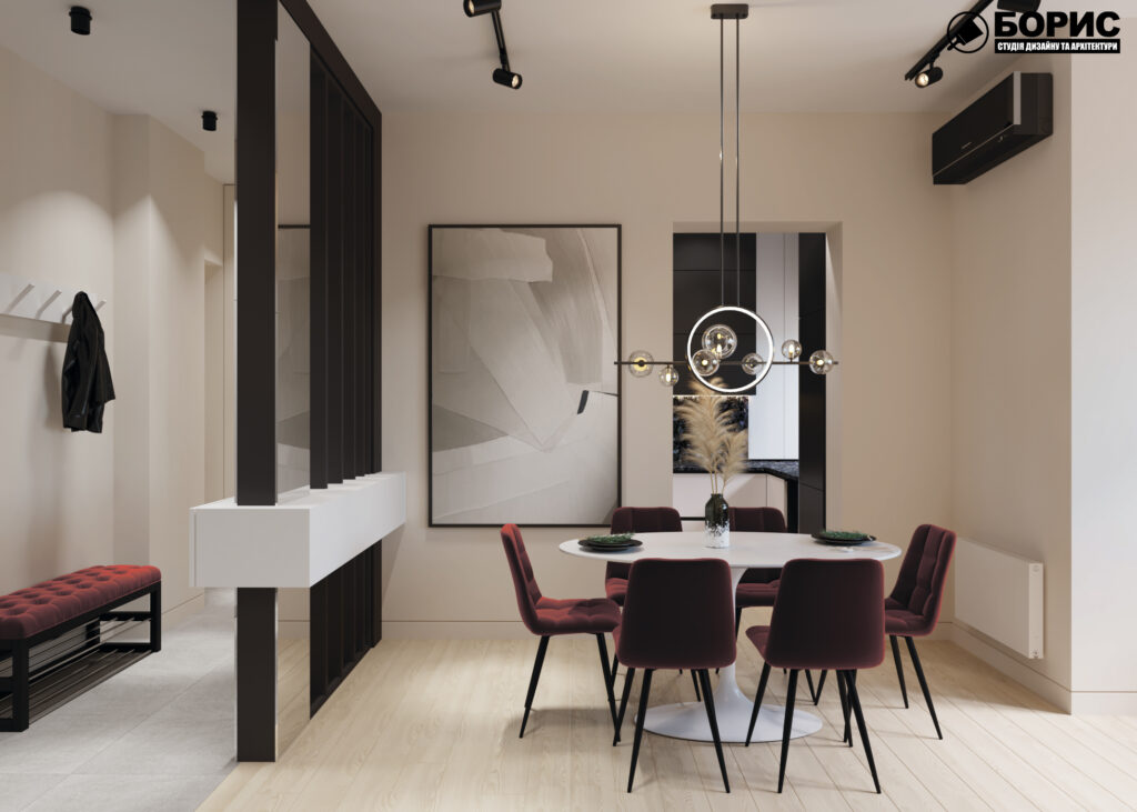 Дизайн-проект квартиры по ул. Семинарской, гостиная вид на зону отдыха