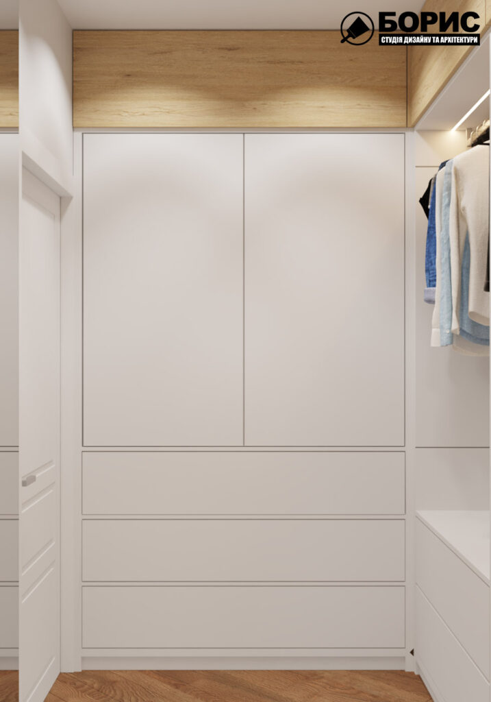 Дизайн интерьера квартиры ЖК «Инфинити», гардероб вид по правую сторону от входа