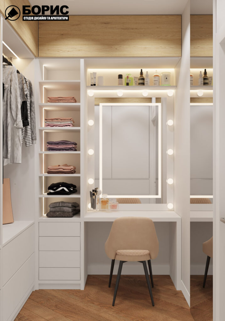 Дизайн интерьера квартиры ЖК «Инфинити», гардероб фото по центру