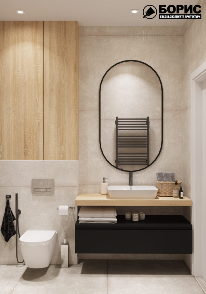 Дизайн интерьера квартиры ЖК «Инфинити», санузел вид на тумбу