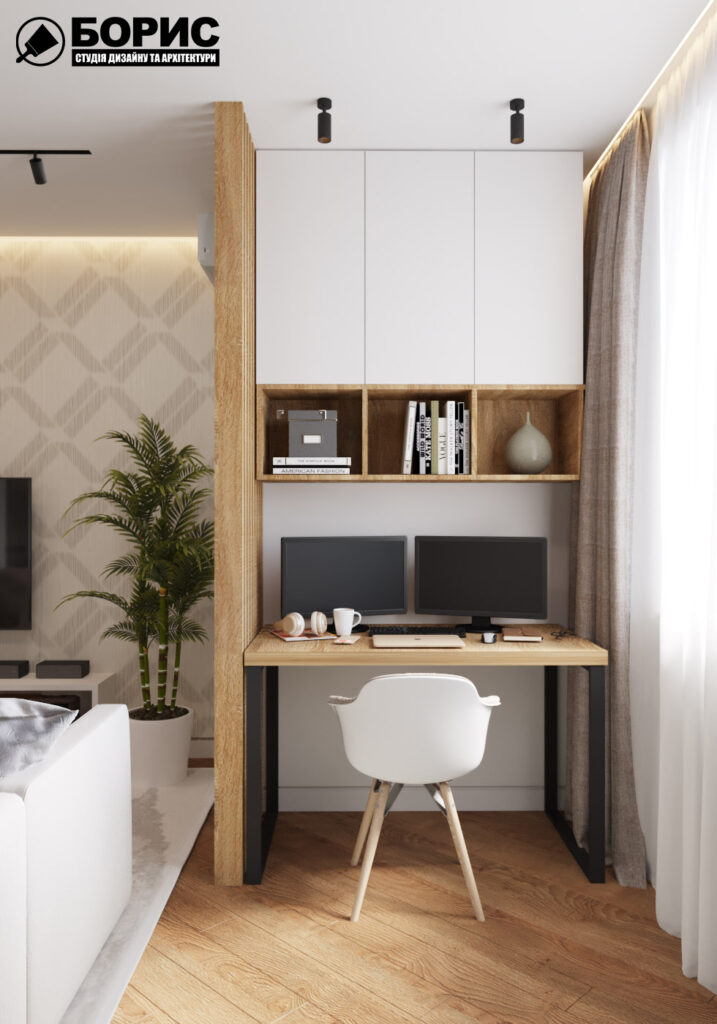 Дизайн интерьера квартиры ЖК «Инфинити», гостиная рабочая зона