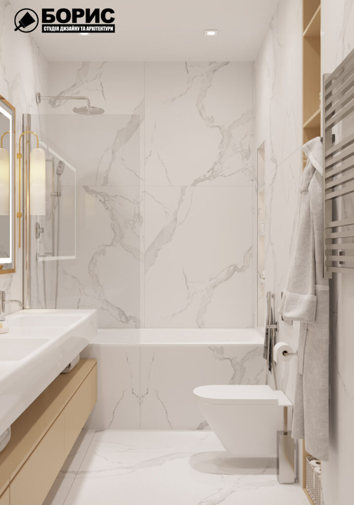 Дизайн интерьера квартиры ЖК «Инфинити», санузел вид на ванну