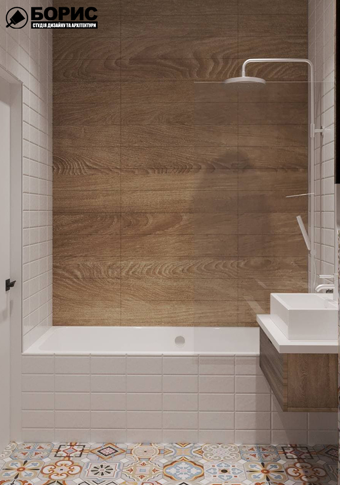 Дизайн-проекту інтер'єру однокімнатної квартири ЖК "Левада 2", санвузол вид на душову кабіну