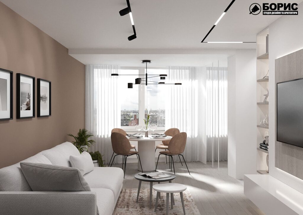 Дизайн-проект интерьера квартиры по улице Полтавский Шлях, прихожая с видом на окно