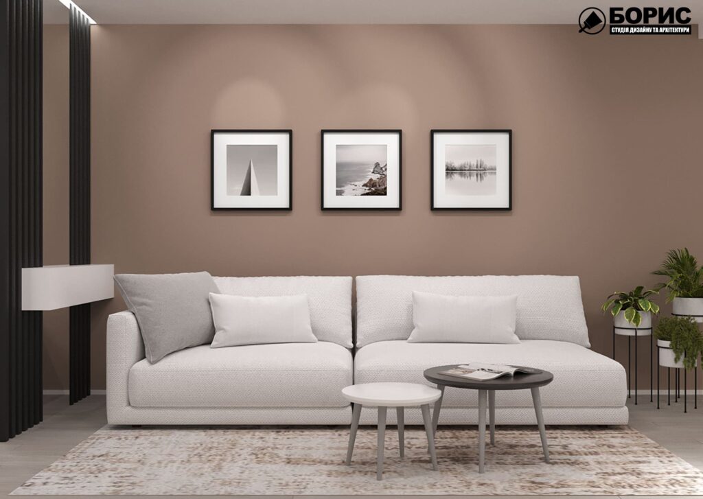 Дизайн-проект інтер'єру квартири по вулиці Полтавський Шлях, передпокій з видом на диван