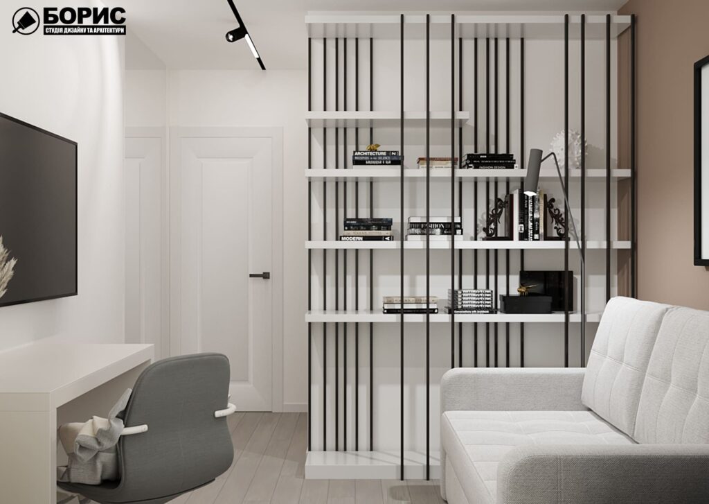 Дизайн-проект інтер'єру квартири по вулиці Полтавський Шлях, кабінет з видом на меблі