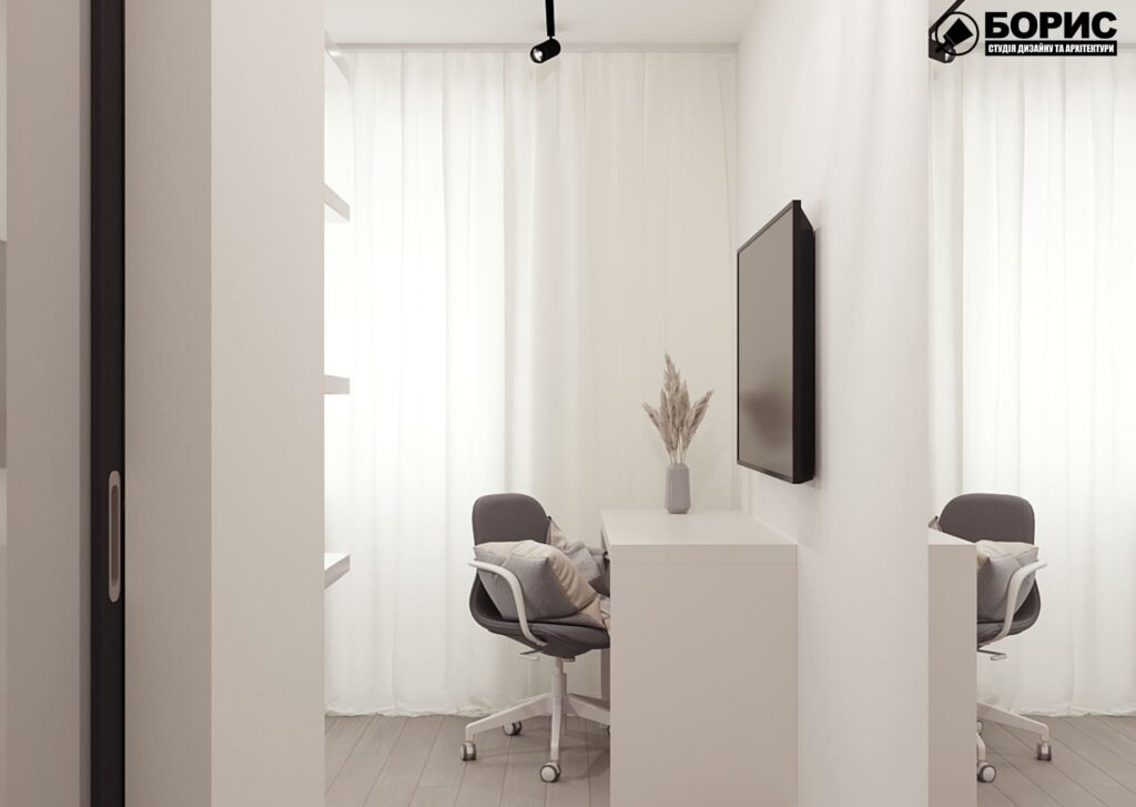 Дизайн-проект інтер'єру квартири по вулиці Полтавський Шлях, кабінет з видом від входу