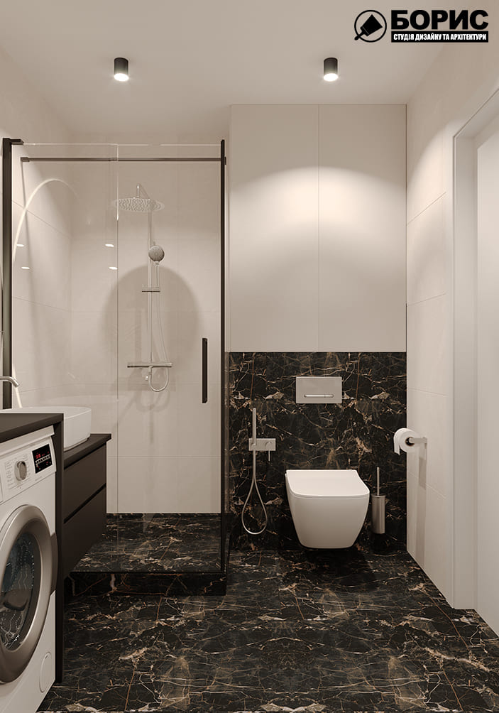 Дизайн-проект интерьера квартиры по улице Полтавский Шлях, санузел вид на сантехнику
