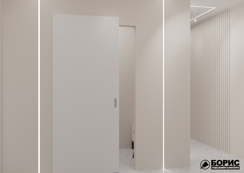 Дизайн-проект интерьера стоматологической клиники, вид на вход