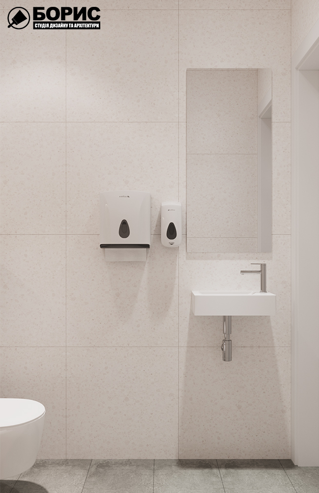 Дизайн-проект интерьера стоматологической клиники, санузел вид на сантехнику