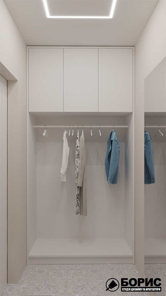 Дизайн-проект интерьера стоматологической клиники, гардероб по центру