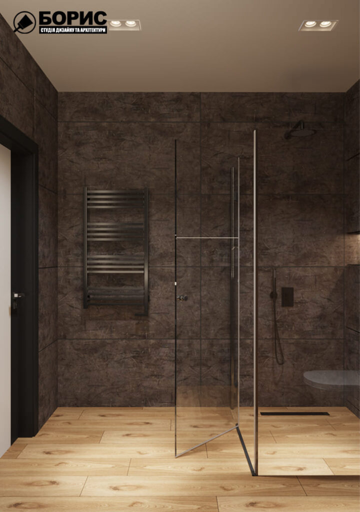 Дизайн-проект интерьера двухэтажной квартиры в пос. Песочин, санузел вид на сушилку