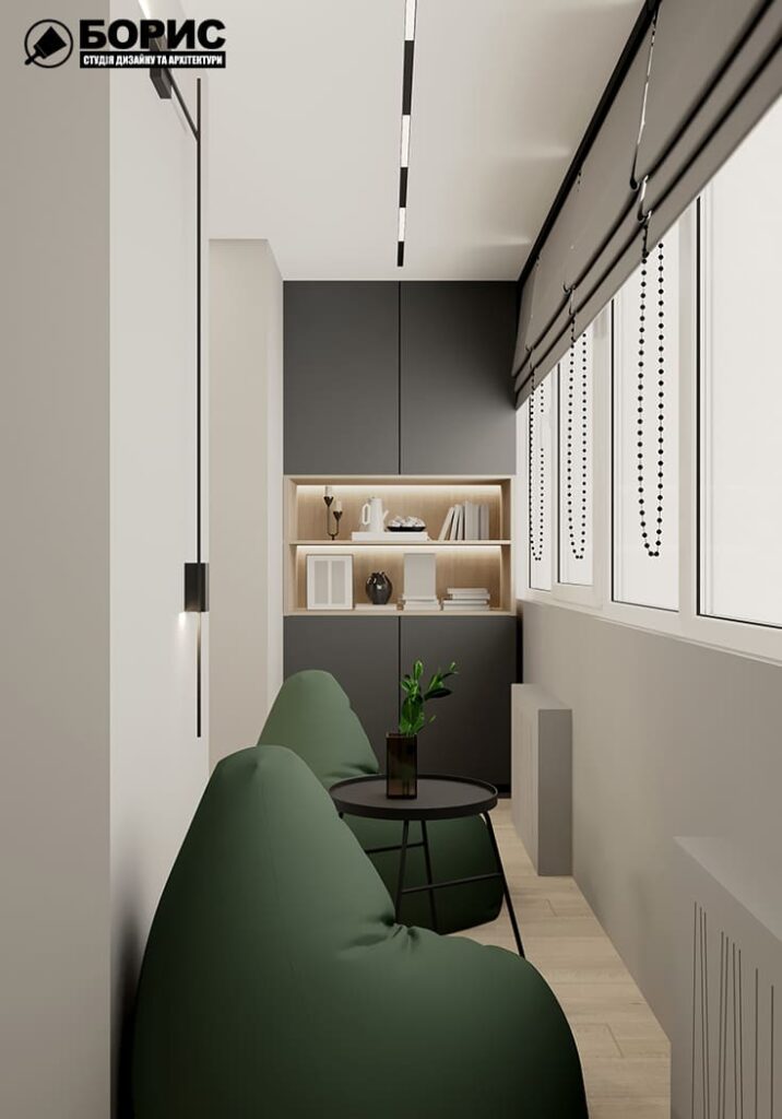 Дизайн-проект інтер'єру квартири ЖК "Столичний", лоджія №2 вид на шафу