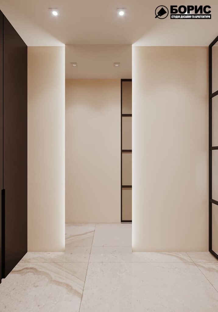 Дизайн-проект інтер'єру магазину сирів, коридор вид праворуч