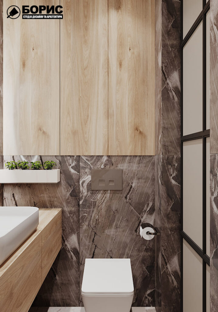 Дизайн-проект інтер'єру магазину сирів, санвузол вид на унітаз