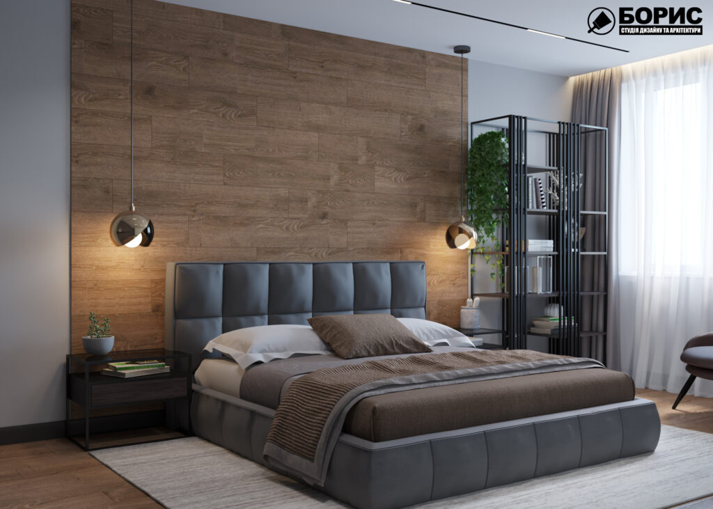 Опис до проекту Дизайн-проеку інтер'єру квартири ЖК «Казка», спальня вид спереду