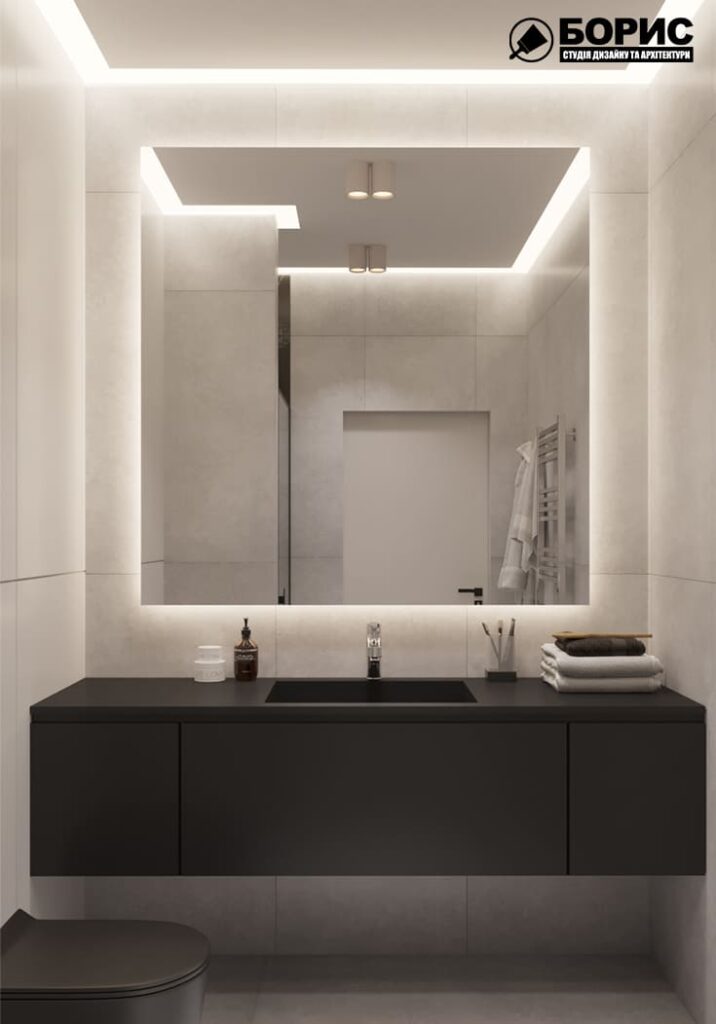 Дизайн-проект интерьера двухкомнатной квартиры ЖК «Журавли», санузел вид на тумбу