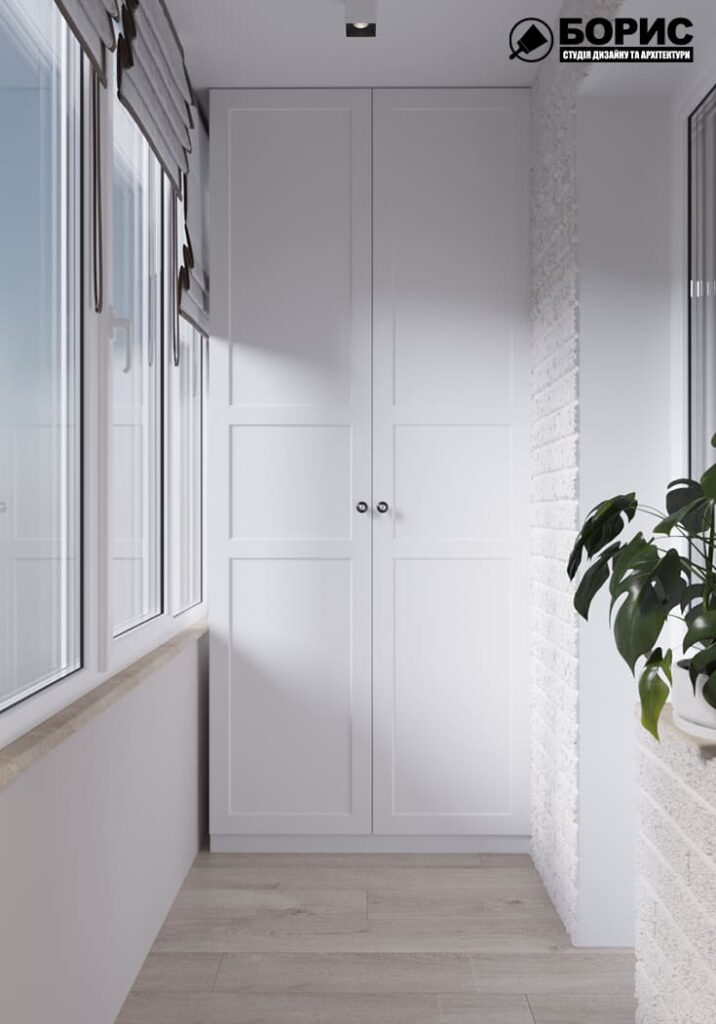 Дизайн-проект интерьера двухкомнатной квартиры ЖК «Журавли», балкон вид справа