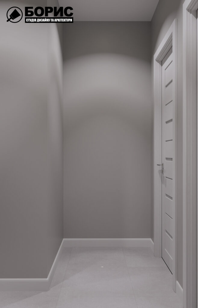 Дизайн интерьера однокомнатной квартиры ЖК «Черёмушки», коридор вид справа