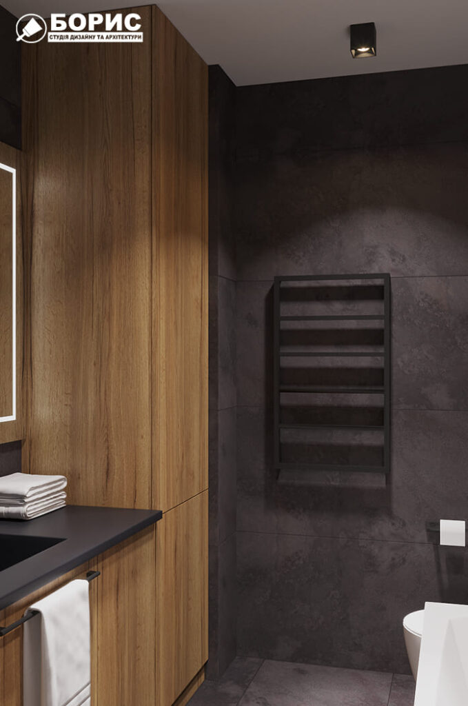 Дизайн-проект интерьера квартиры ЖК «Черёмушки», санузел вид на сушку