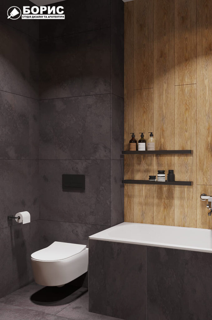 Дизайн-проект интерьера квартиры ЖК «Черёмушки», санузел вид на унитаз