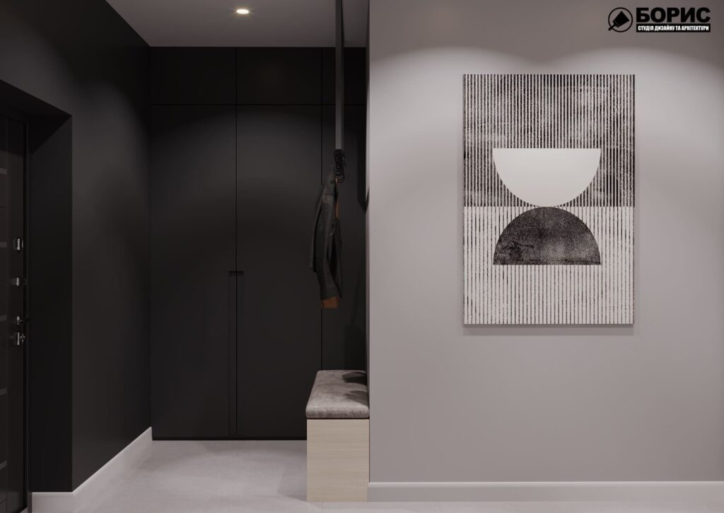Дизайн-проект інтер’єру квартири ЖК «Черьомушки», передпокій вид в цілому