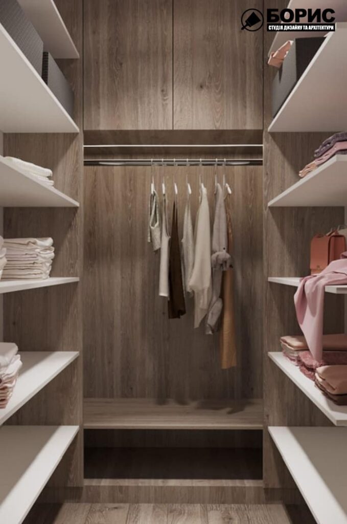 Дизайн-проект інтер’єру квартири ЖК «Черьомушки», гардеробна вид по центру