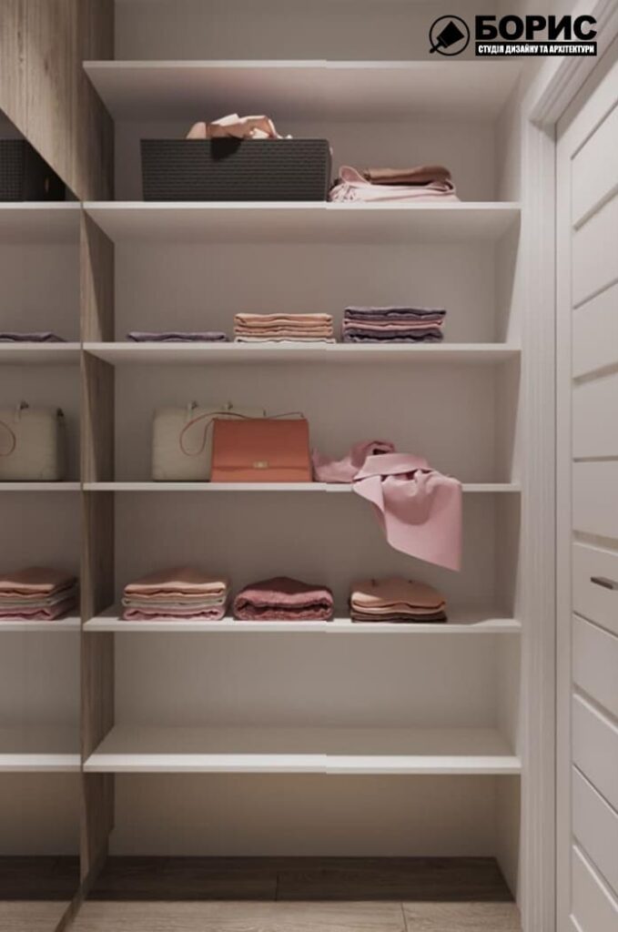 Дизайн-проект інтер’єру квартири ЖК «Черьомушки», гардеробна вид праворуч