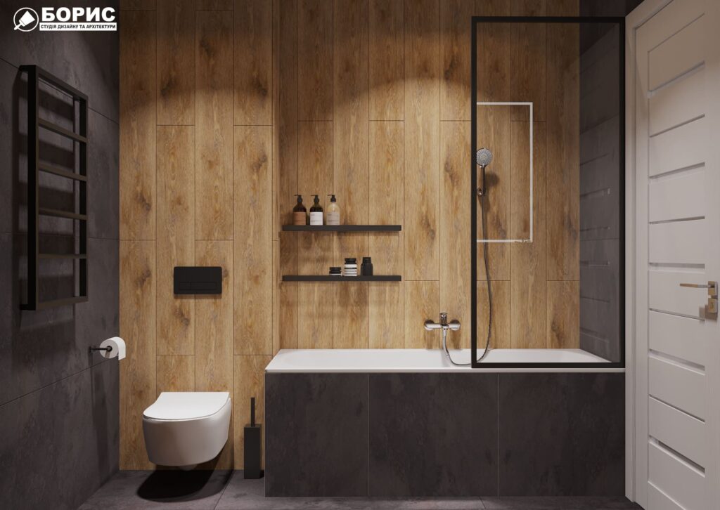 Дизайн-проект інтер’єру квартири ЖК «Черьомушки», санвузол вид по центру