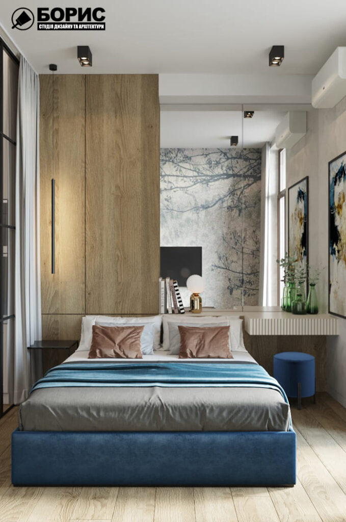 Дизайн-проект интерьера квартиры ЖК «Феличита», спальня вид на кровать