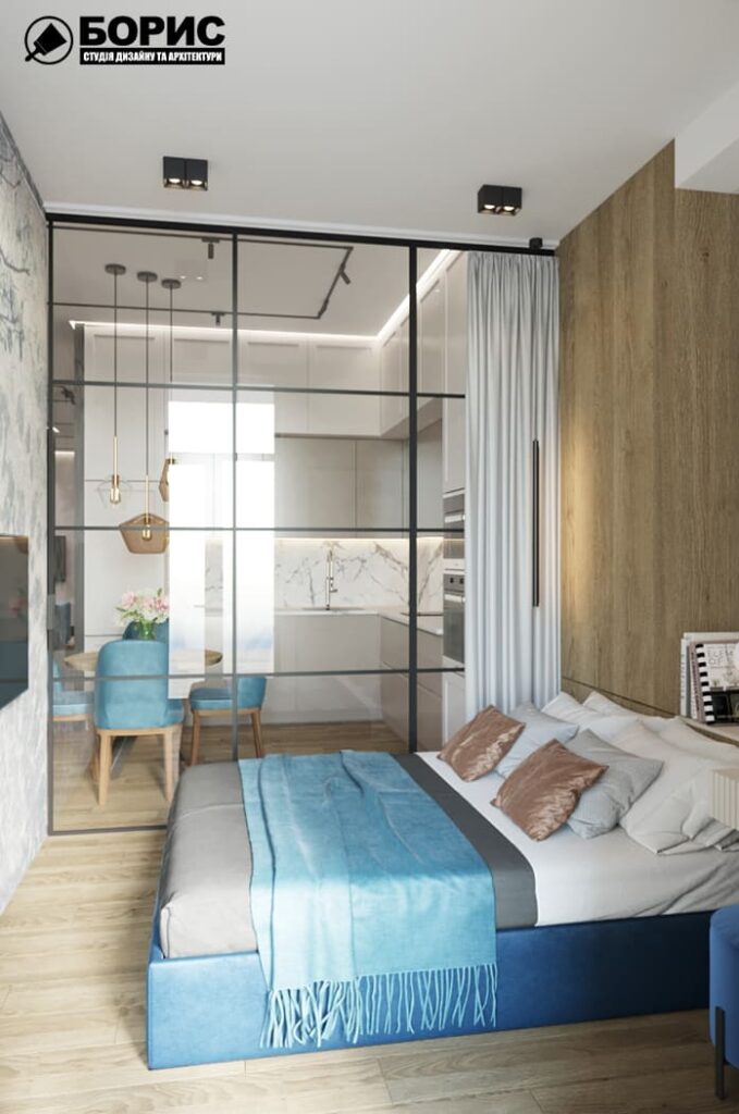 Дизайн-проект інтер'єру квартири ЖК «Фелічіта», спальня вид на італьню