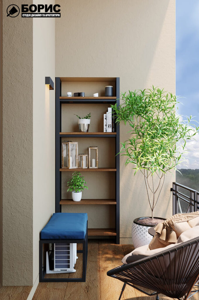 Дизайн-проект інтер'єру квартири ЖК «Фелічіта», лоджія вид на полку