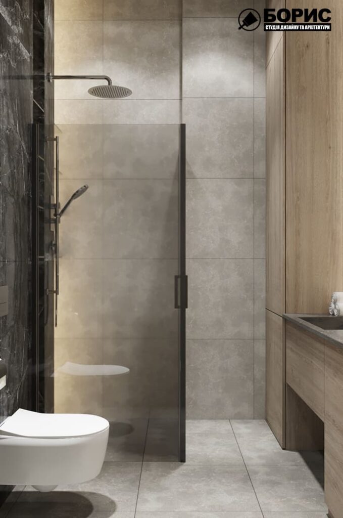 Дизайн-проект интерьера квартиры ЖК «Феличита», санузел вид на душевую