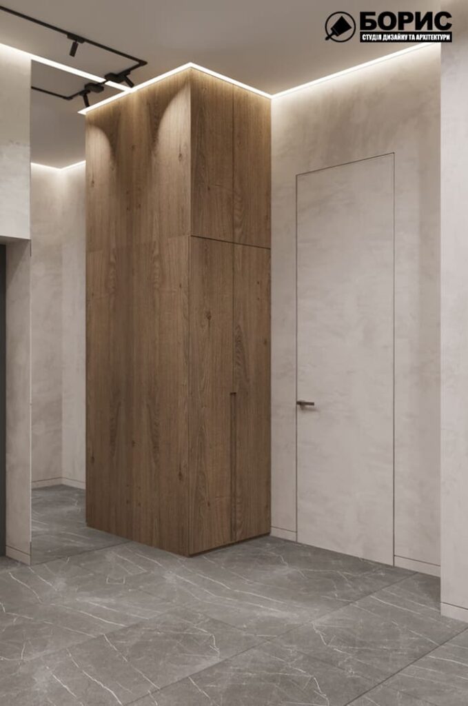 Дизайн-проект інтер'єру квартири ЖК «Фелічіта», передпокій ви на вхід