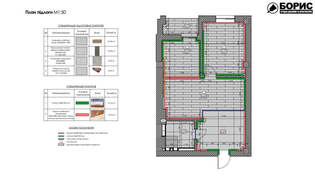 Дизайн-проект интерьера квартиры ЖК «Феличита», план пола