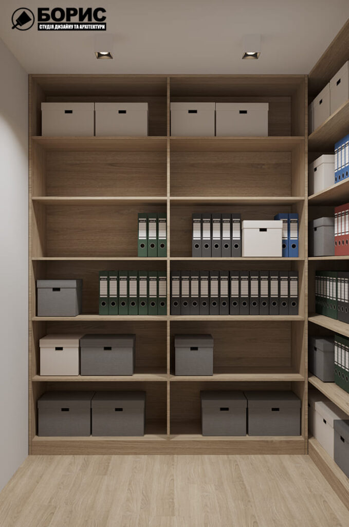 Дизайн интерьера шоурума, кладовая вид справа