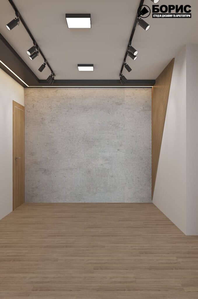 Дизайн интерьера шоурума, зал под аренду вид вдаль