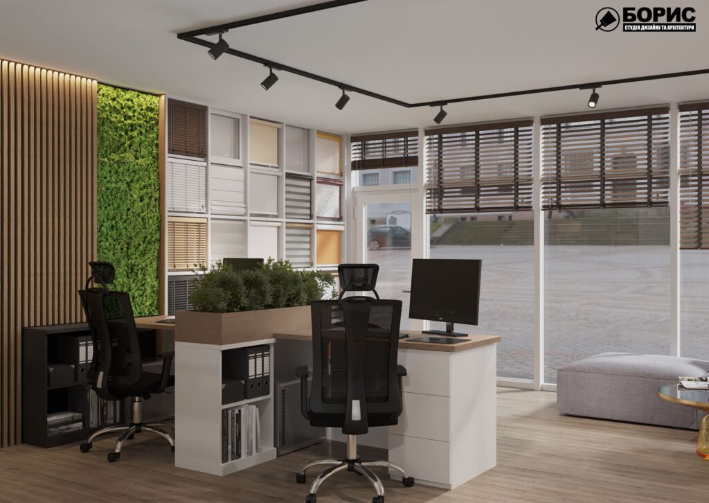 Дизайн интерьера шоурума, торговый зал рабочие места