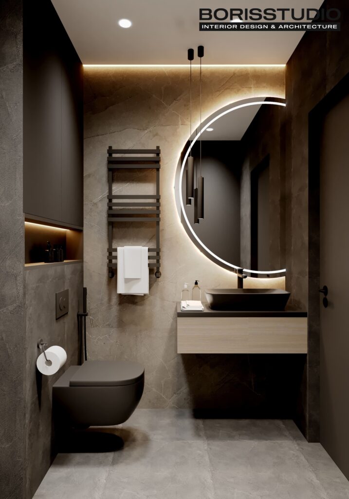 Дизайн-проект однокомнатной квартиры ЖК «Гидропарк», санузел вид справа