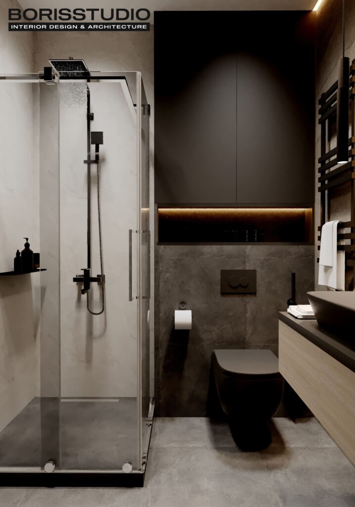 Дизайн-проект однокімнатної квартири ЖК «Гідропарк», санвузол вид спереду