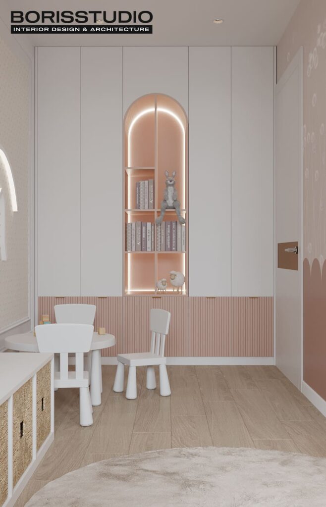 Дизайн інтер'єру двокімнатної квартири ЖК «Меридіан», дитяча вид ззаду