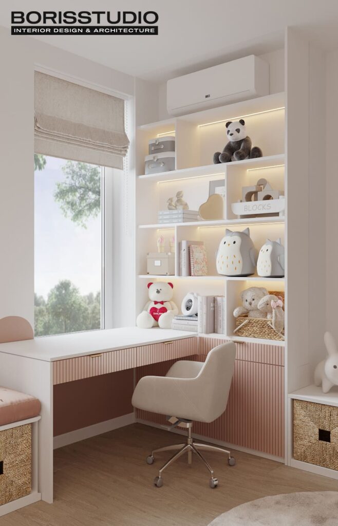 Дизайн інтер'єру двокімнатної квартири ЖК «Меридіан», дитяча вид спереду