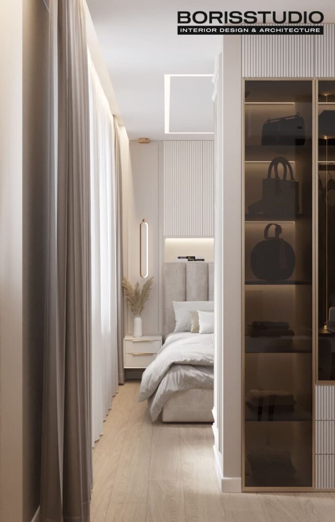 Дизайн интерьера двухкомнатной квартиры ЖК «Меридиан», спальня