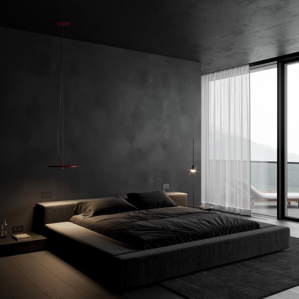 Дизайн спальні заміського будинку в стилі хай-тек