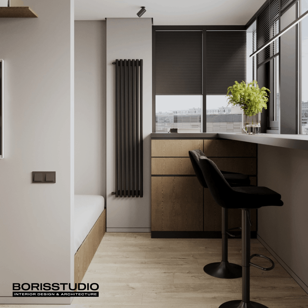 Дизайн-проект квартири-студії, балкон, фото №18