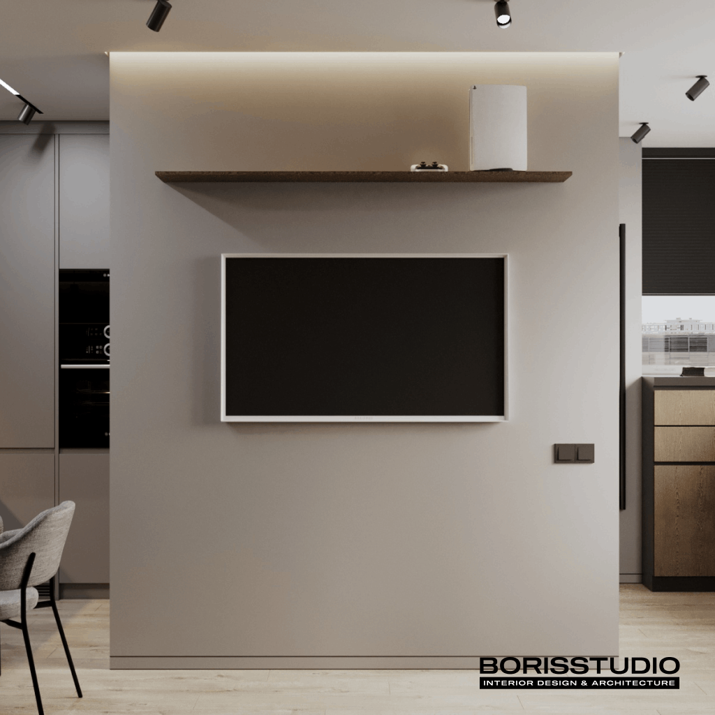 Дизайн-проект квартири-студії, перегородка, фото №6