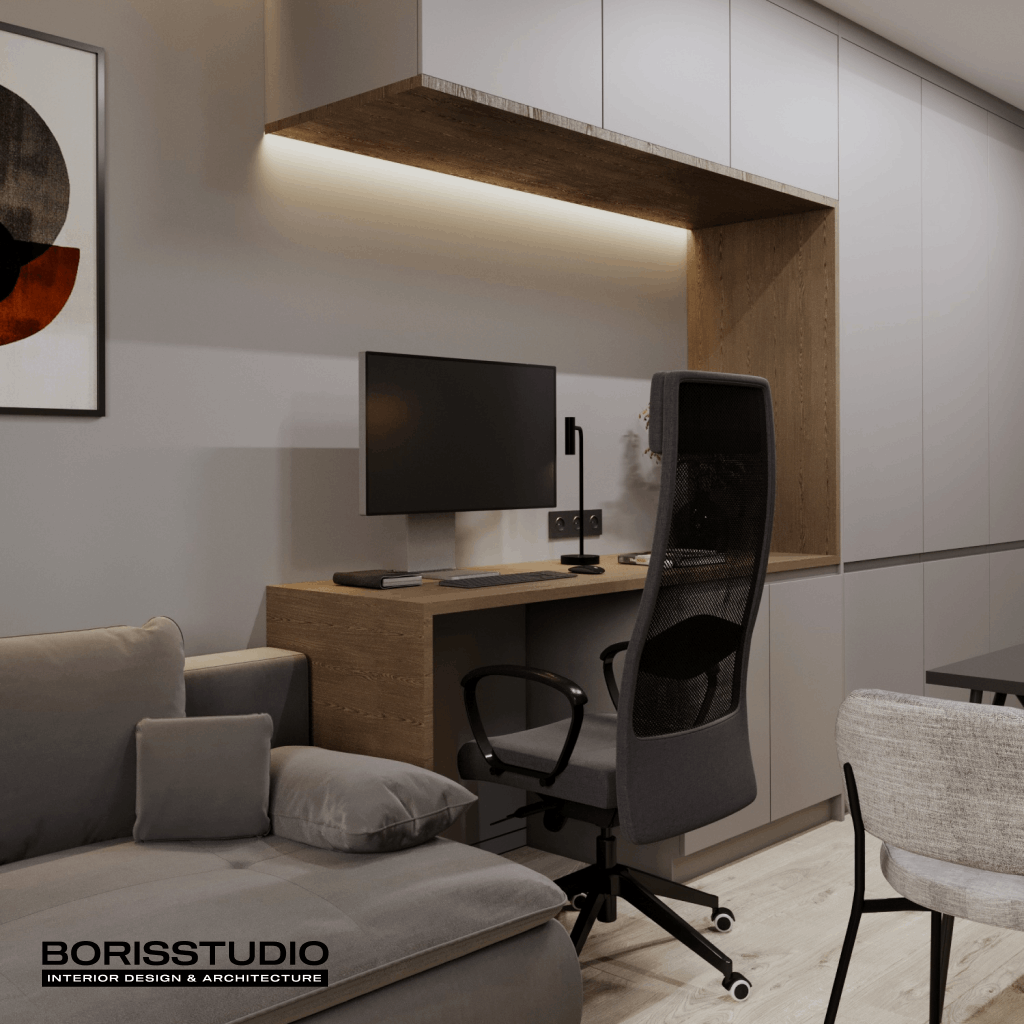 Дизайн-проект квартири-студії, робоча зона, фото №8