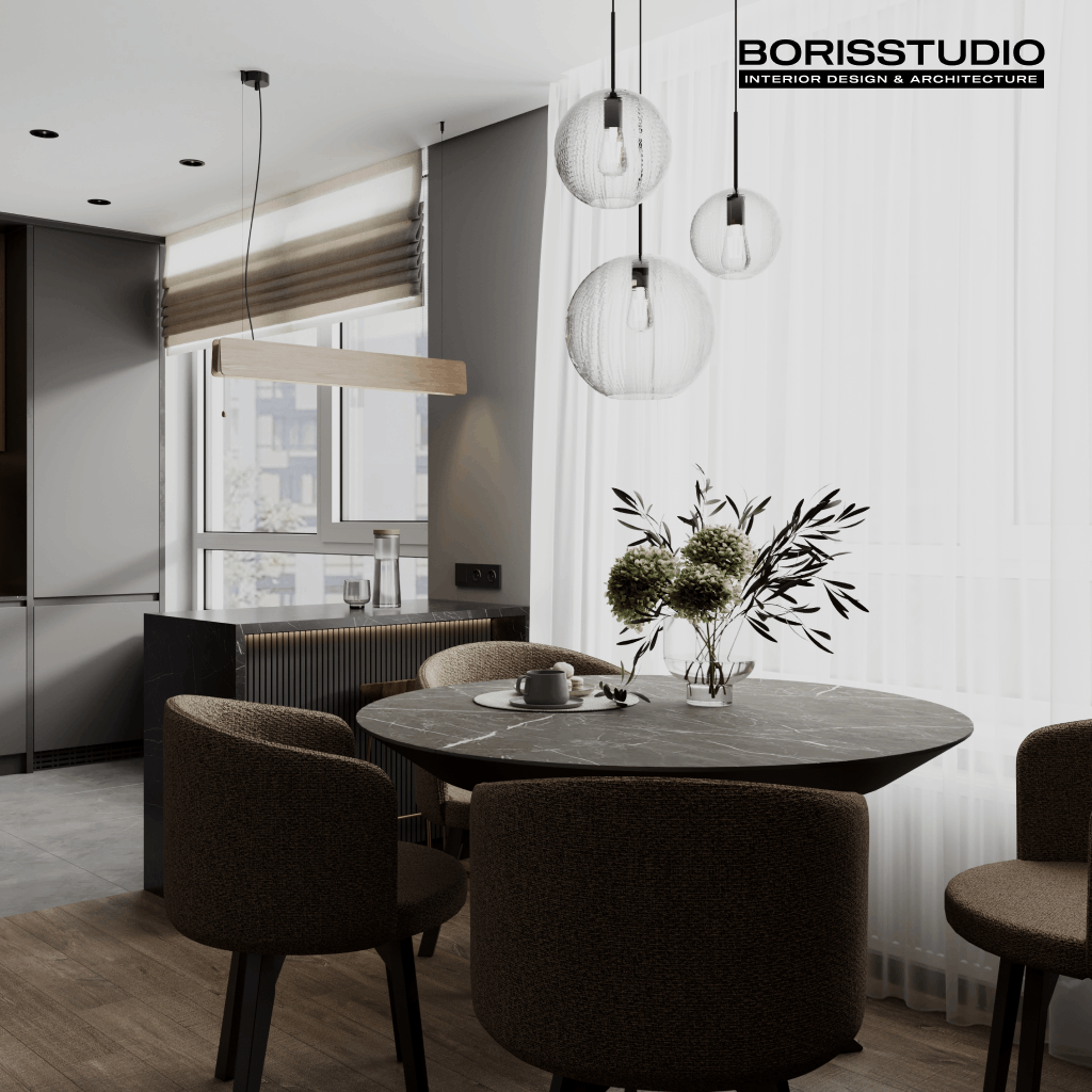 Дизайн-проект квартири кухня-вітальня фото №8