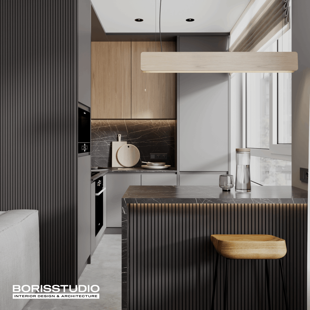 Дизайн-проект квартири кухня-вітальня фото №13